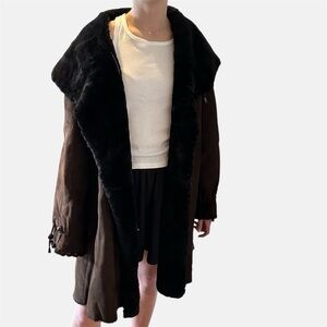 MAXIMILIAN Shearling Coat Long Dark Brown🌸